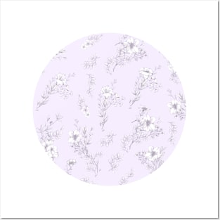 Flowers on pastel purple Posters and Art